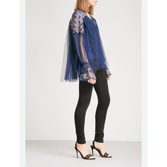 New Free People Joy Ride Navy Top OVERSIZED - OS Size Small Retail $148 - Picture 1 of 14